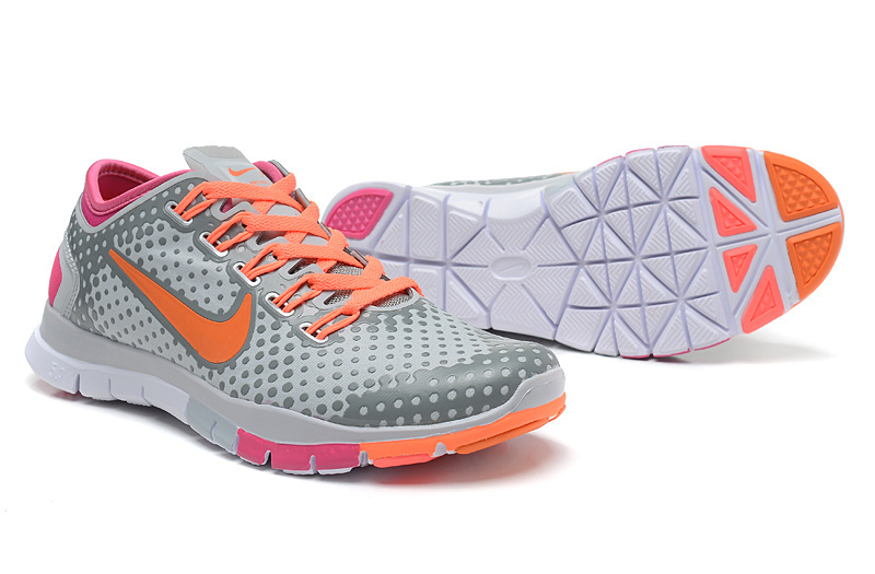 Hot Nike Free5.0 Women Shoes Gray/Orangered/Deeppink